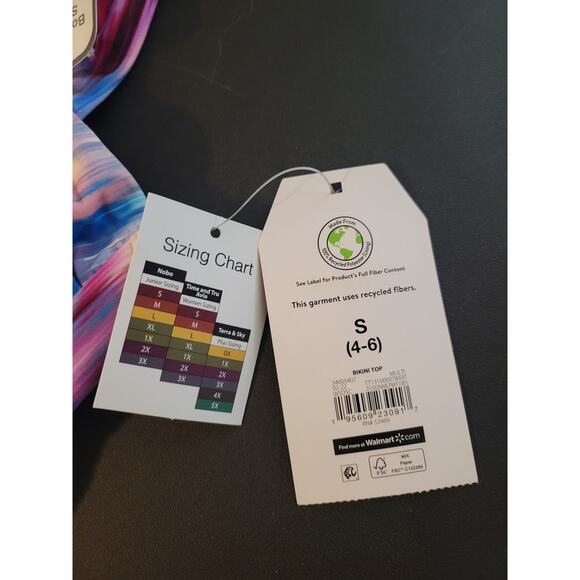 NWT Time and Tru small 4-6 pink/purple bikini top - Picture 4 of 4